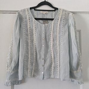 LoveShackFancy Peasant Top pale blue - xs